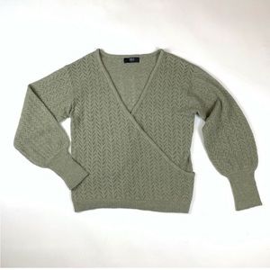 ABLE • Sasha Pointelle Wrap Balloon Sleeve Sweater